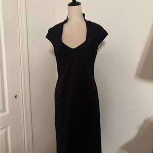 Elegant Black Stretch Pinstrip Dress Size 12